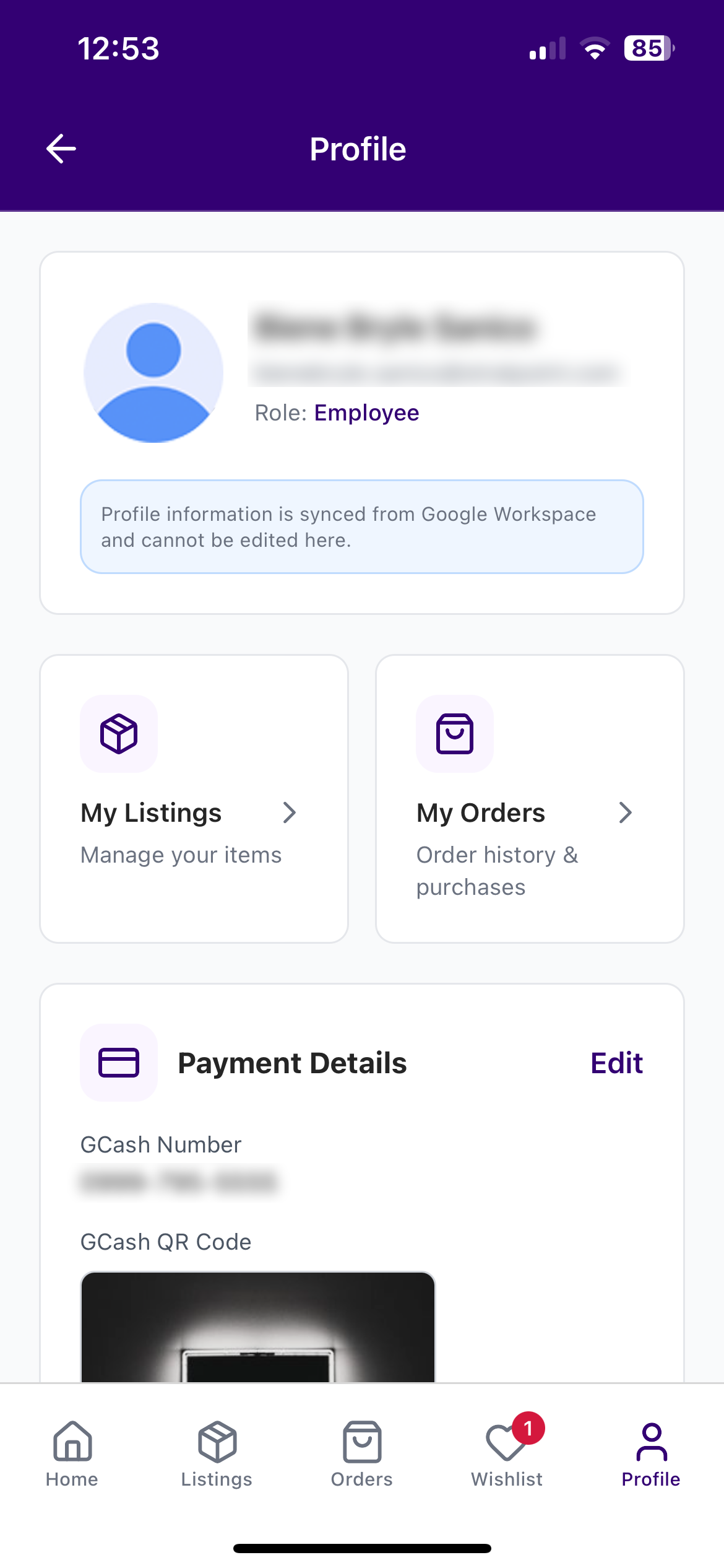 User Profile Front